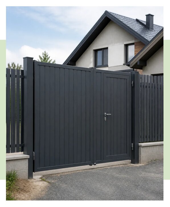 Распашные ворота с калиткой в Канске по цене от 81968 р. | ЗаборЭксеперт-Кнс